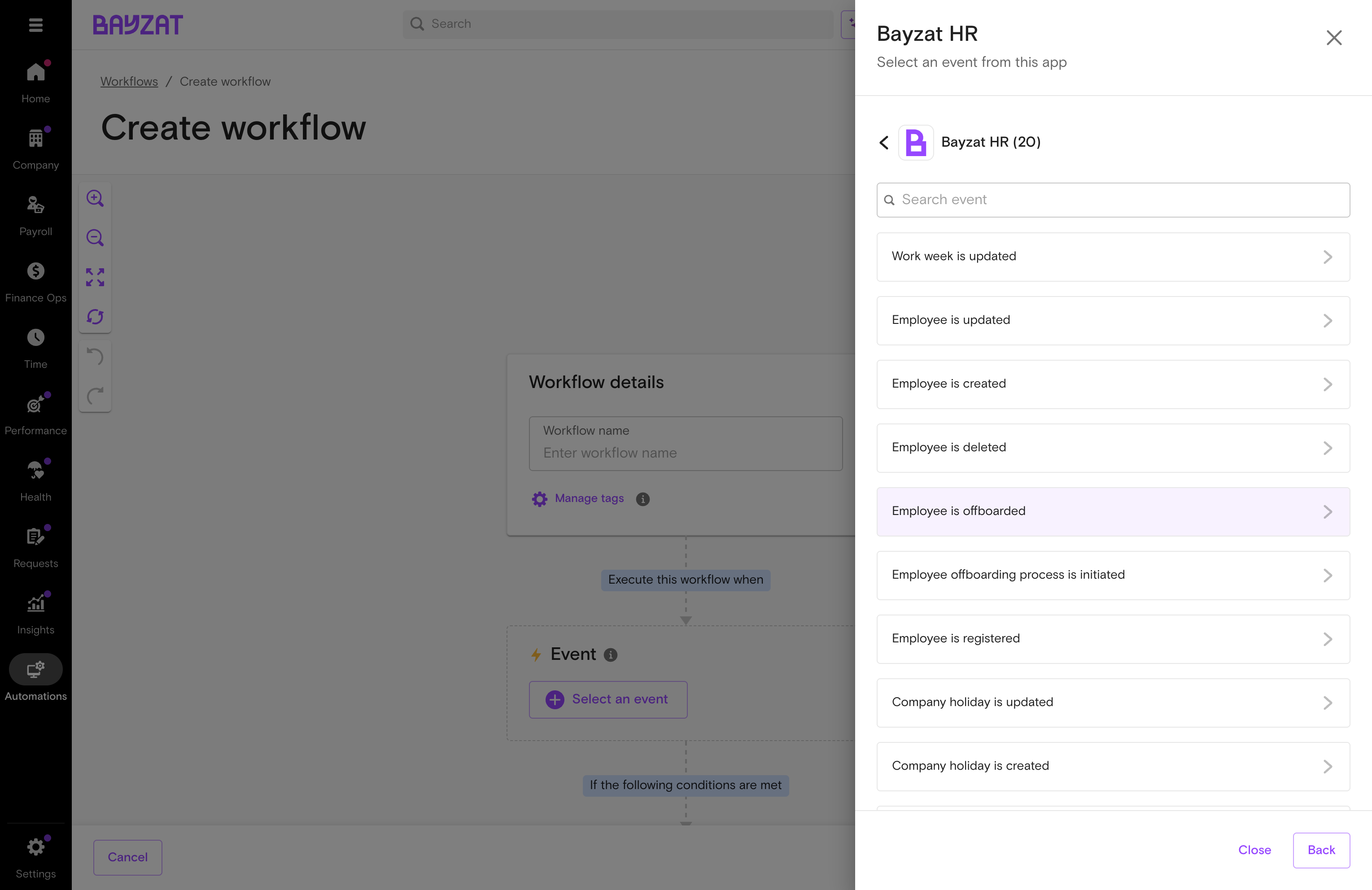 Workflows main page